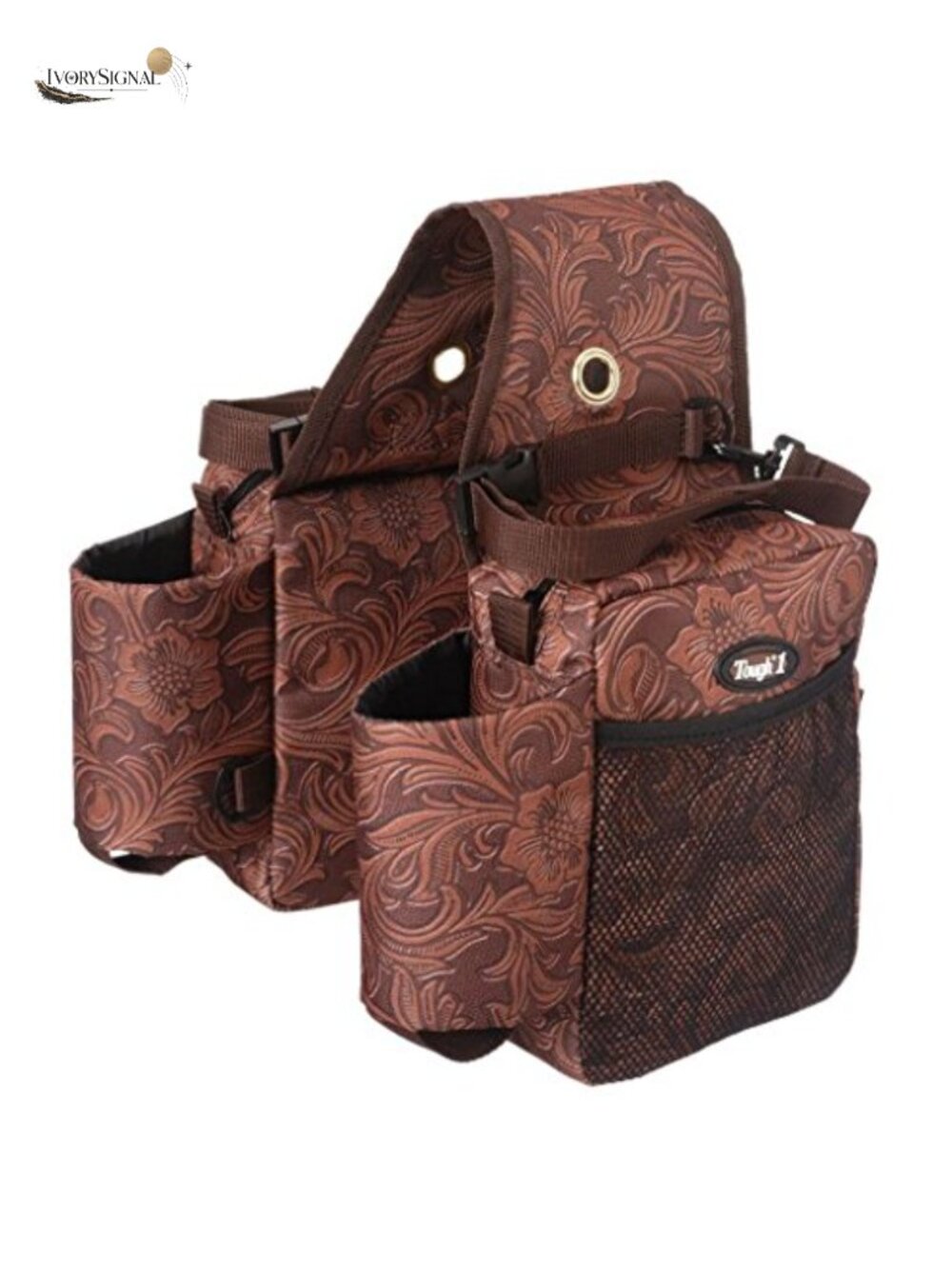 Heavy Nylon Equestrian Saddle Bag with Zippered Pockets Adjustable Straps